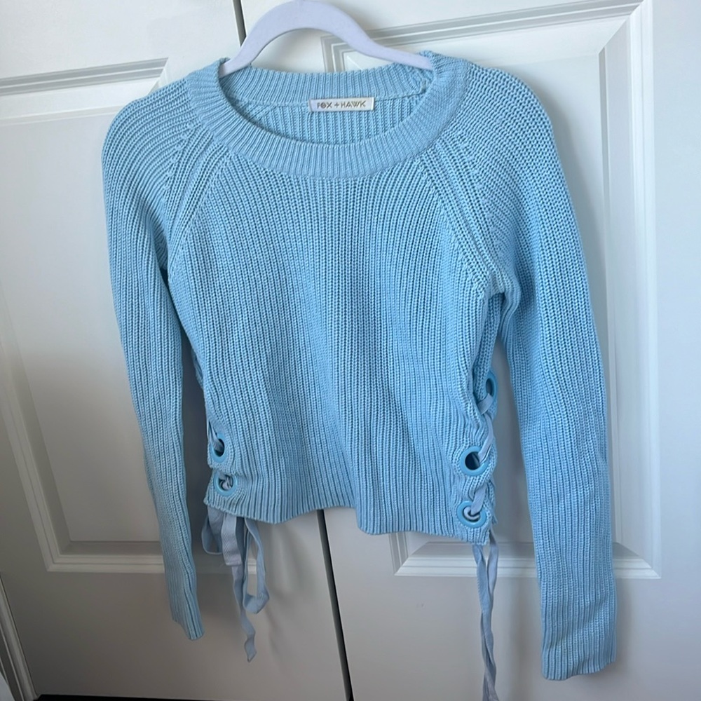 Fox + Hawk light blue sweater